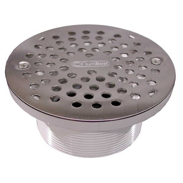 4in. PVC IPS Plastic Spud with 6in. Stainless Steel Round Strainer